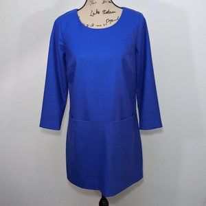 J. Crew Factory Wool Blend Dress Royal Blue Lined 3/4 Sleeve Size 2
